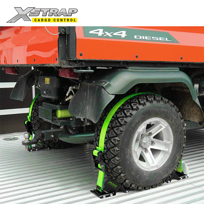 61803-Correas de amarre para raíl E de 2 pulgadas con calzos para ruedas 