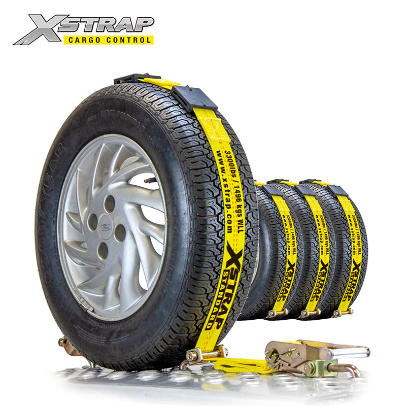 61809-Correas de trinquete con bloqueo automático de 2 pulgadas de ancho con Ganchos giratorios y 3 bloques de goma