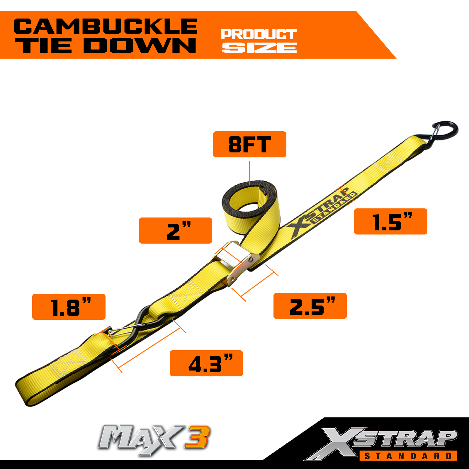 XSTRAP - Juego de correas de amarre para motocicleta de 1,5 pulgadas x 8 pies