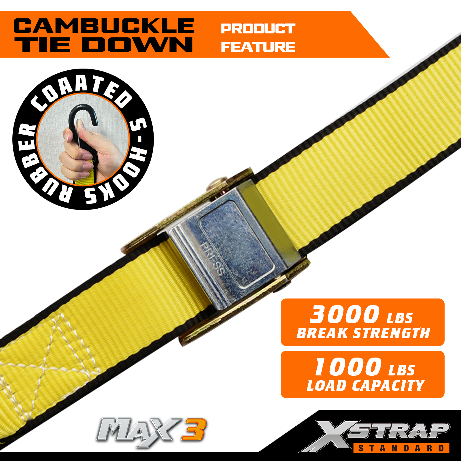 XSTRAP - Juego de correas de amarre para motocicleta de 1,5 pulgadas x 8 pies