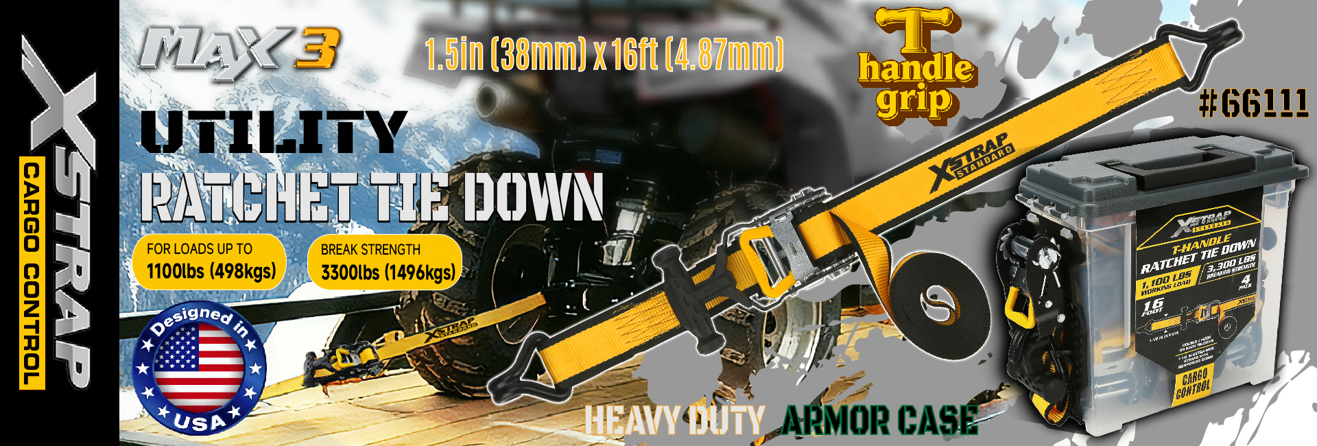 Xstrap 66111 Correas de amarre con trinquete con mango en T de 1,5