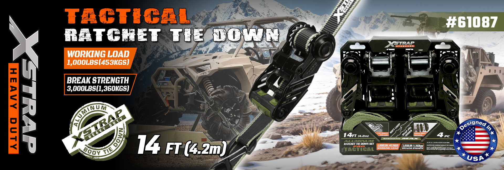 Xstrap 61087 Correas de amarre con trinquete táctico de 1.25 