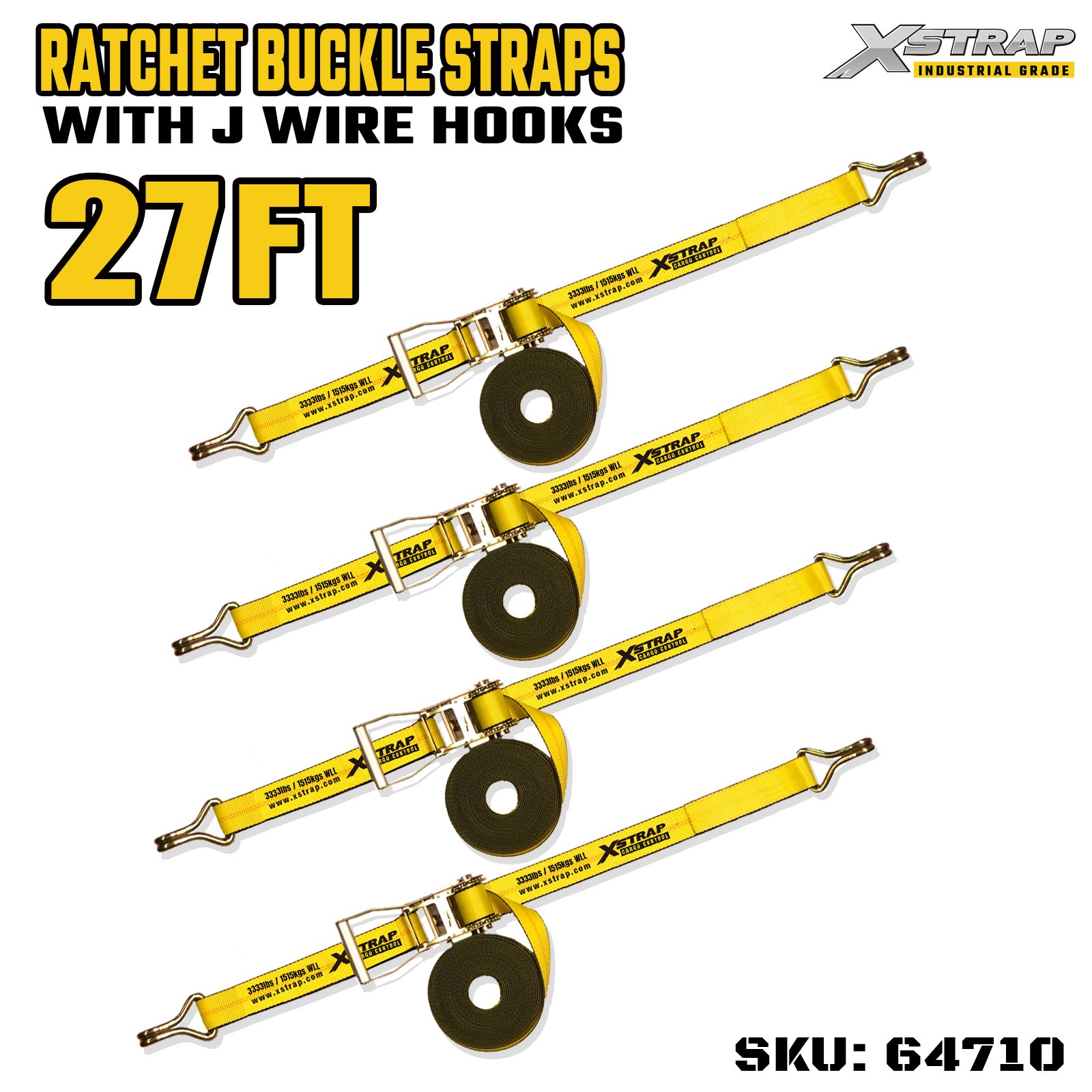 Xstrap 64710 Correas con hebilla de trinquete con mango ancho de 2