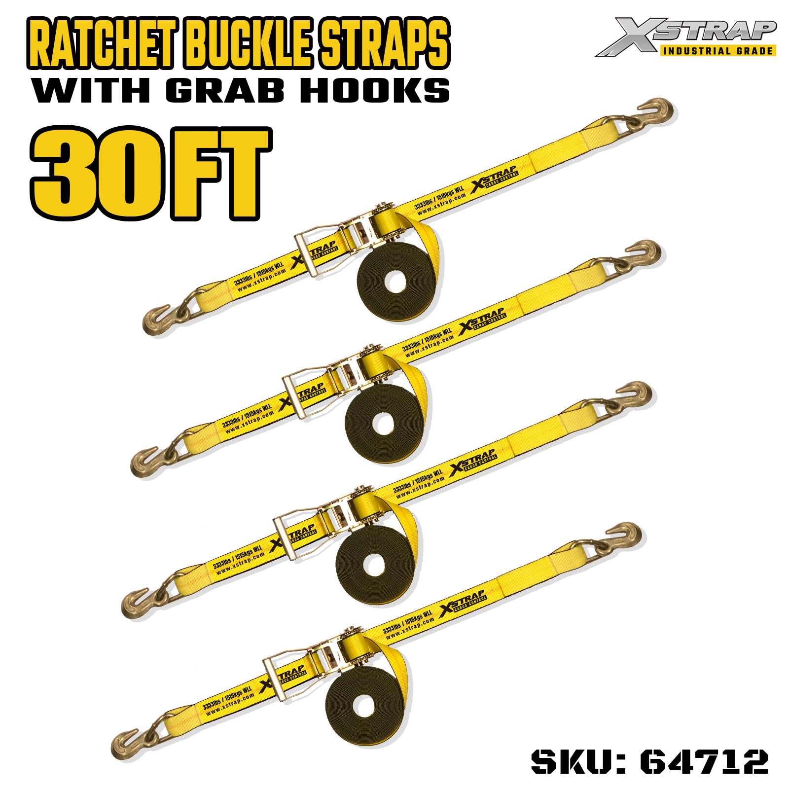 Xstrap 64712 Correas con hebilla de trinquete con mango ancho de 2