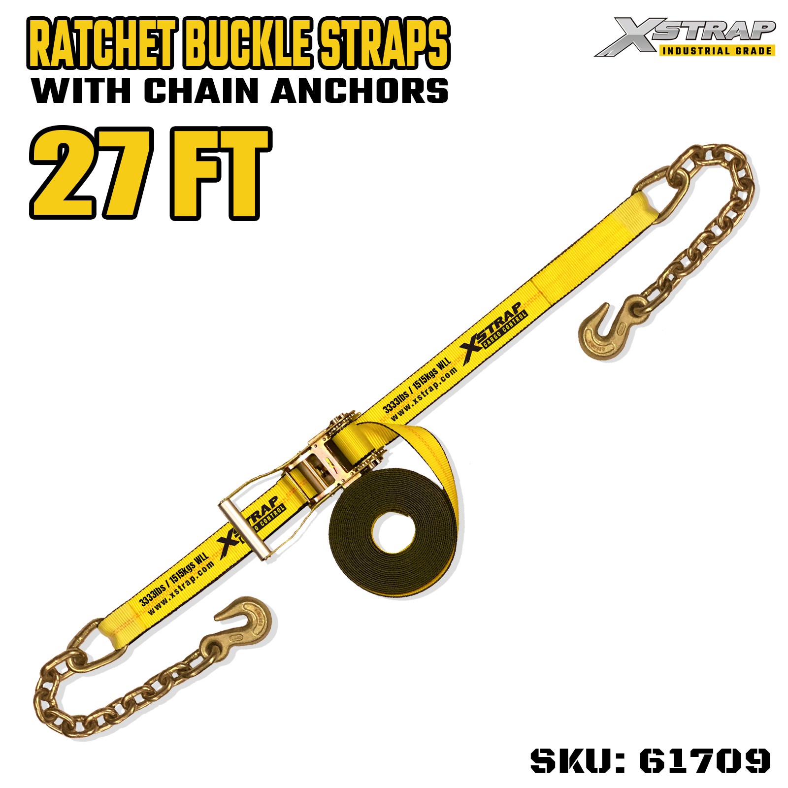 Xstrap 61709 Correas con hebilla de trinquete con mango ancho de 2