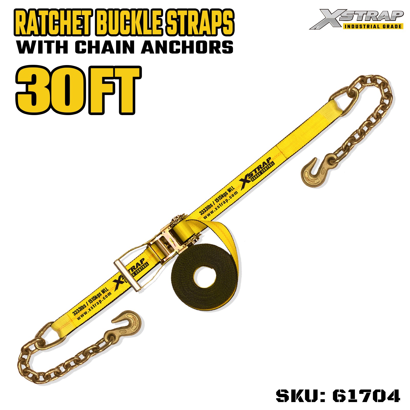 Xstrap 61704 Correas de hebilla de trinquete con mango ancho de 2