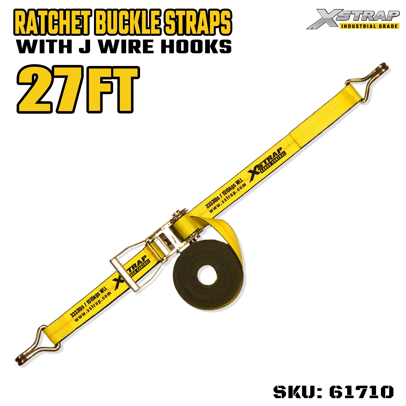 Xstrap 61710 Correas con hebilla de trinquete con mango ancho de 2