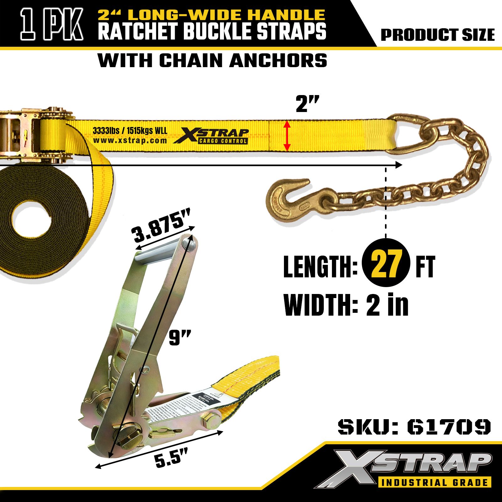 Xstrap 61709 Correas con hebilla de trinquete con mango ancho de 2