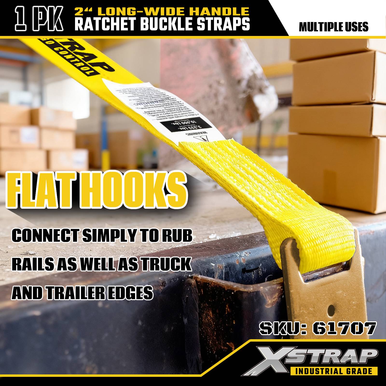 Xstrap 61707 Correas con hebilla de trinquete con mango ancho y largo de 2