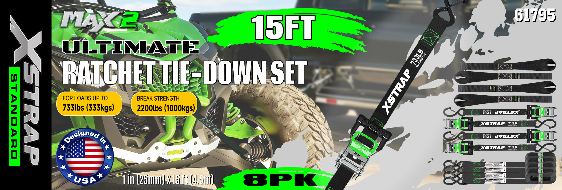 Xstrap 61795 Correas de amarre para motocicleta de 1