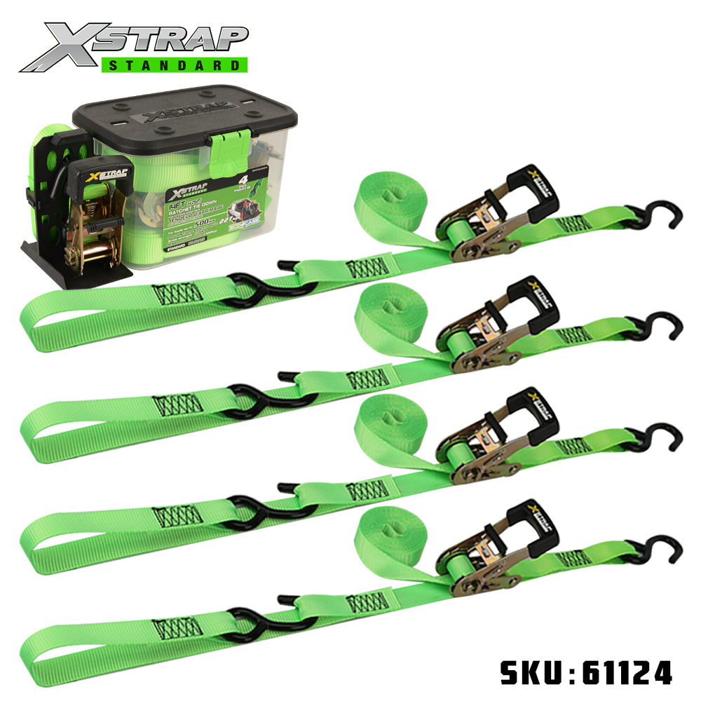 Xstrap 61124 1” x 14’ 4PK Correas de amarre con trinquete y bucle suave SWL de 500 lb