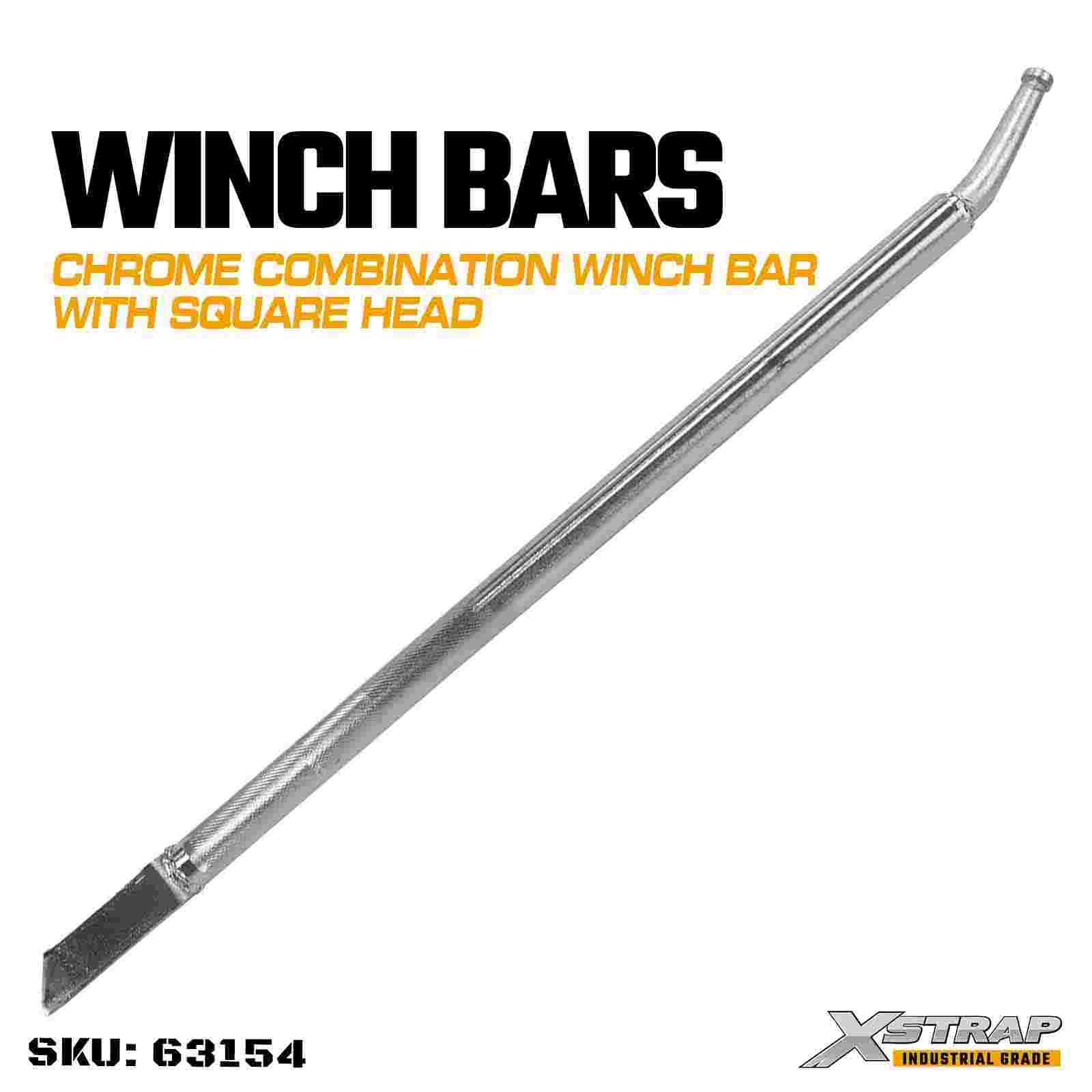 Xstrap 63154 Barra de cabrestante cromada con extremo de caja combinada de 35
