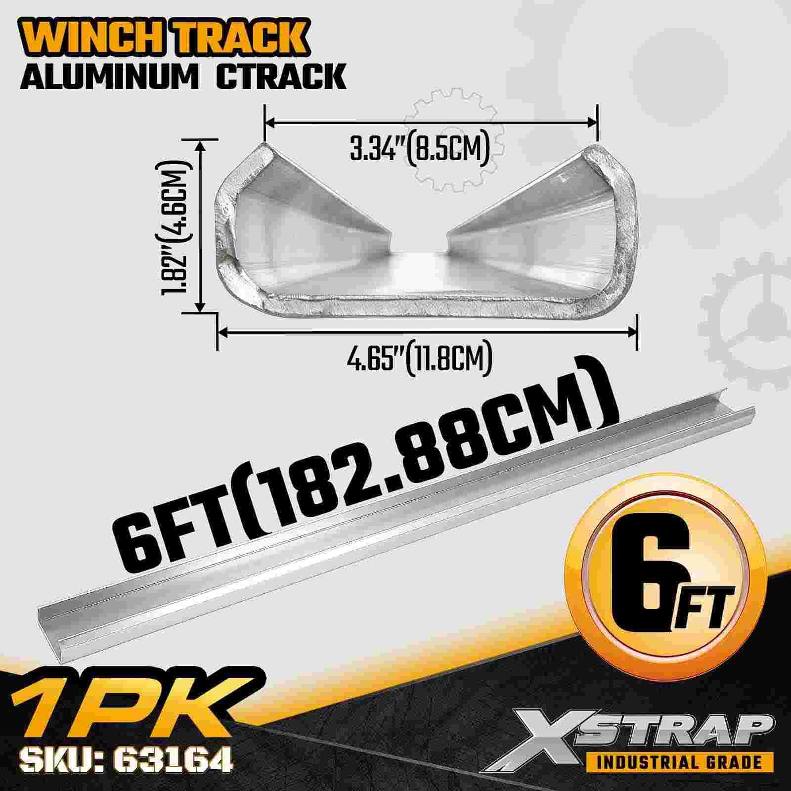 Xstrap 63164 Soporte soldado de extrusión de aluminio de alta resistencia con riel C de aluminio de 6 pies para cabrestantes deslizantes