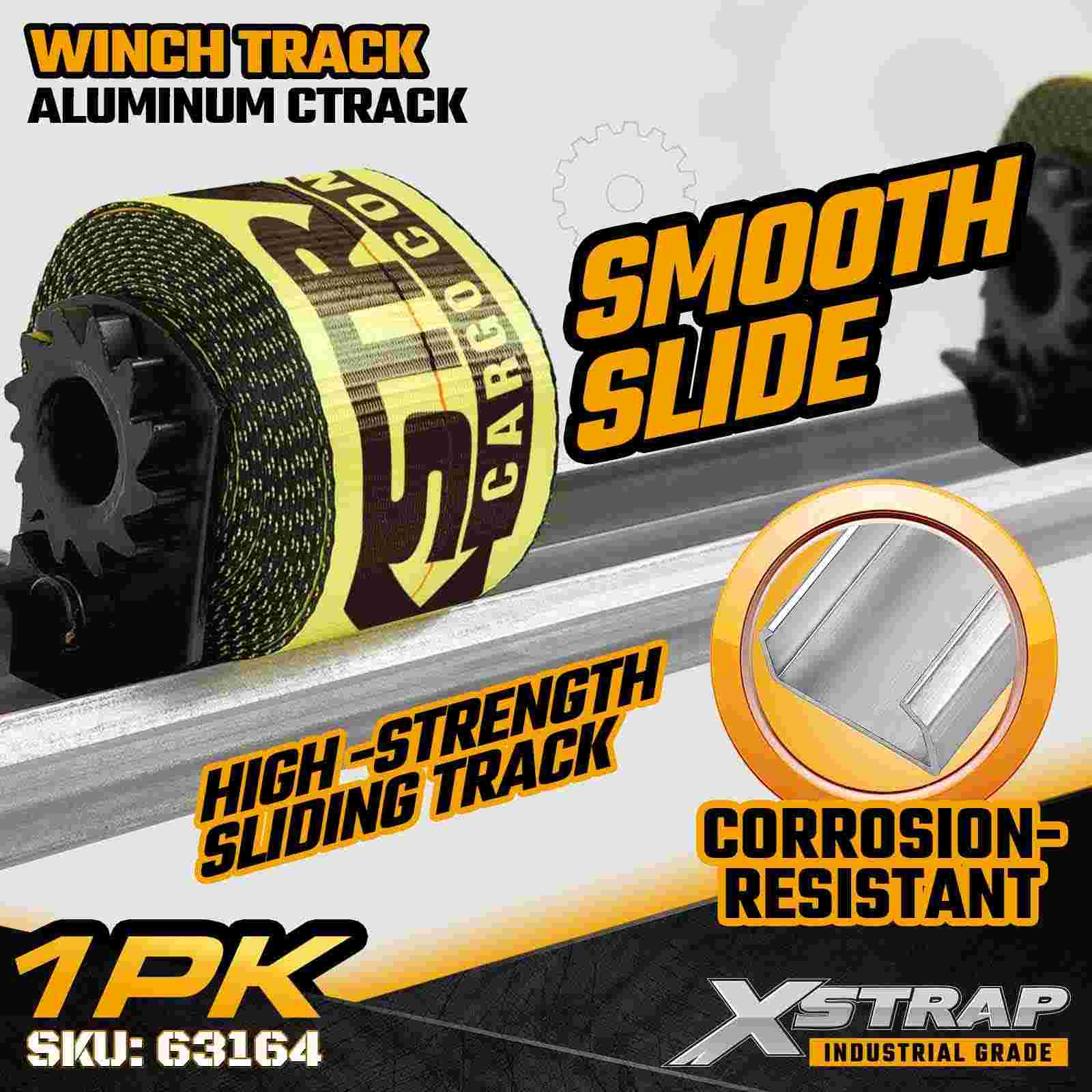 Xstrap 63164 Soporte soldado de extrusión de aluminio de alta resistencia con riel C de aluminio de 6 pies para cabrestantes deslizantes