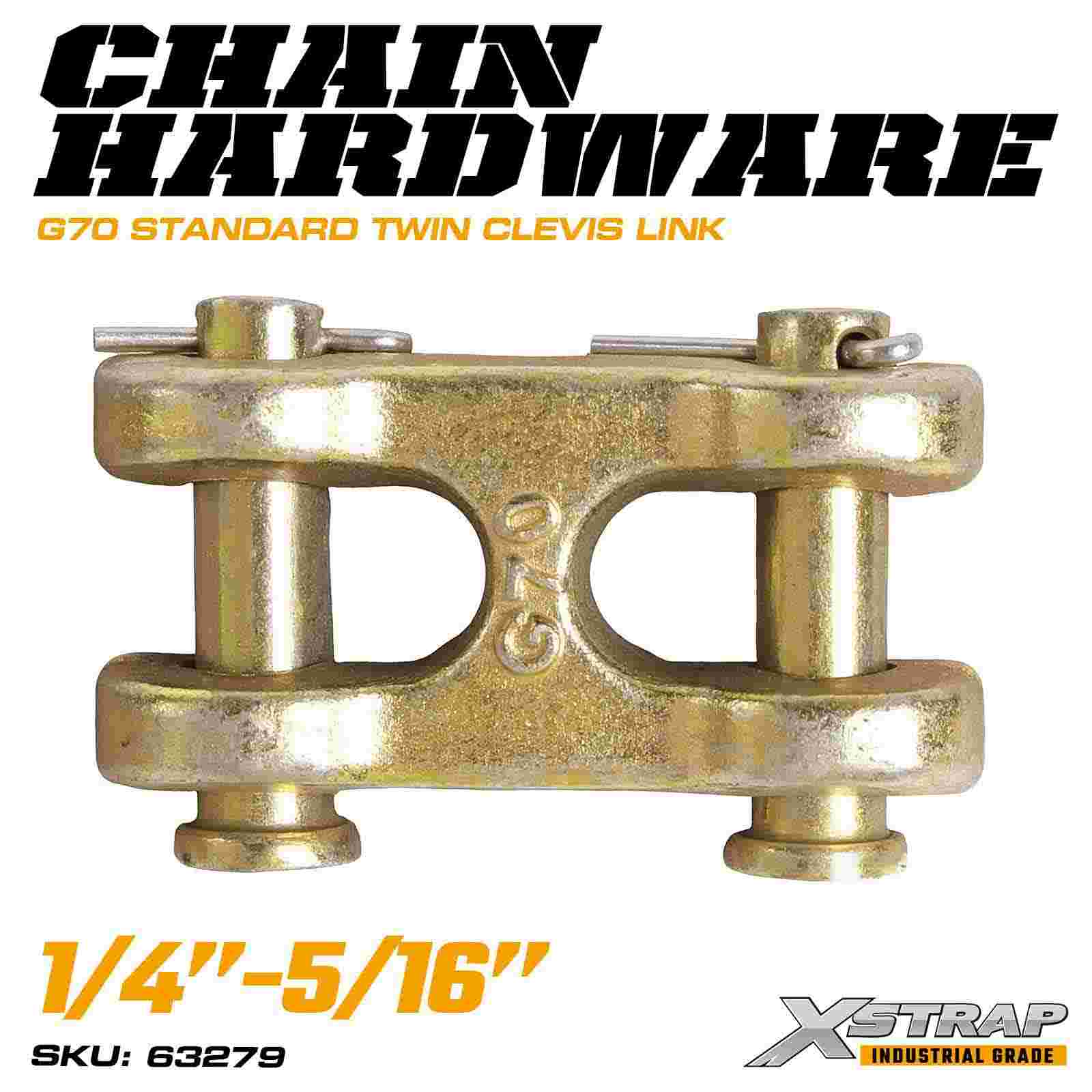 Xstrap 63279 Conector de cadena de alta resistencia G70 con eslabón de horquilla doble estándar de 1/4